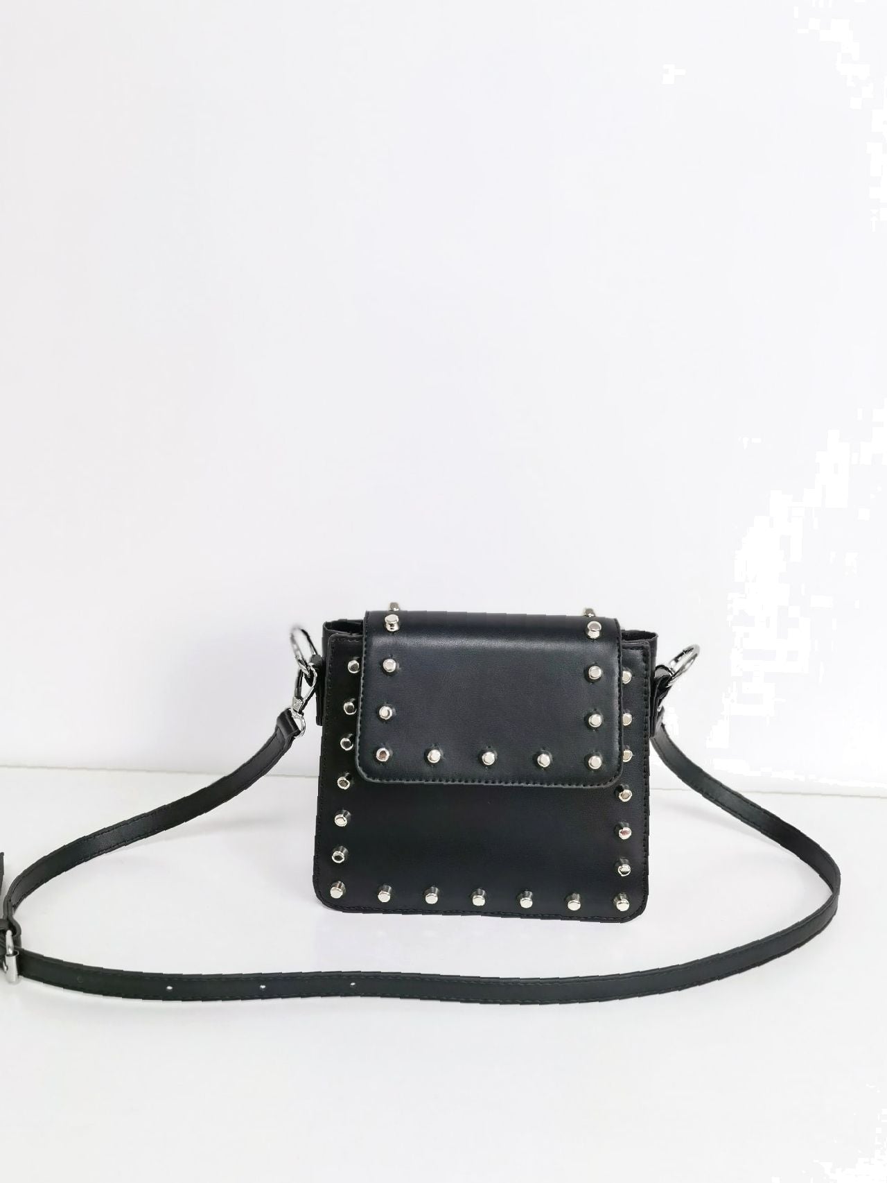 Studded Decor Flap Square Bag  - Women Satchels