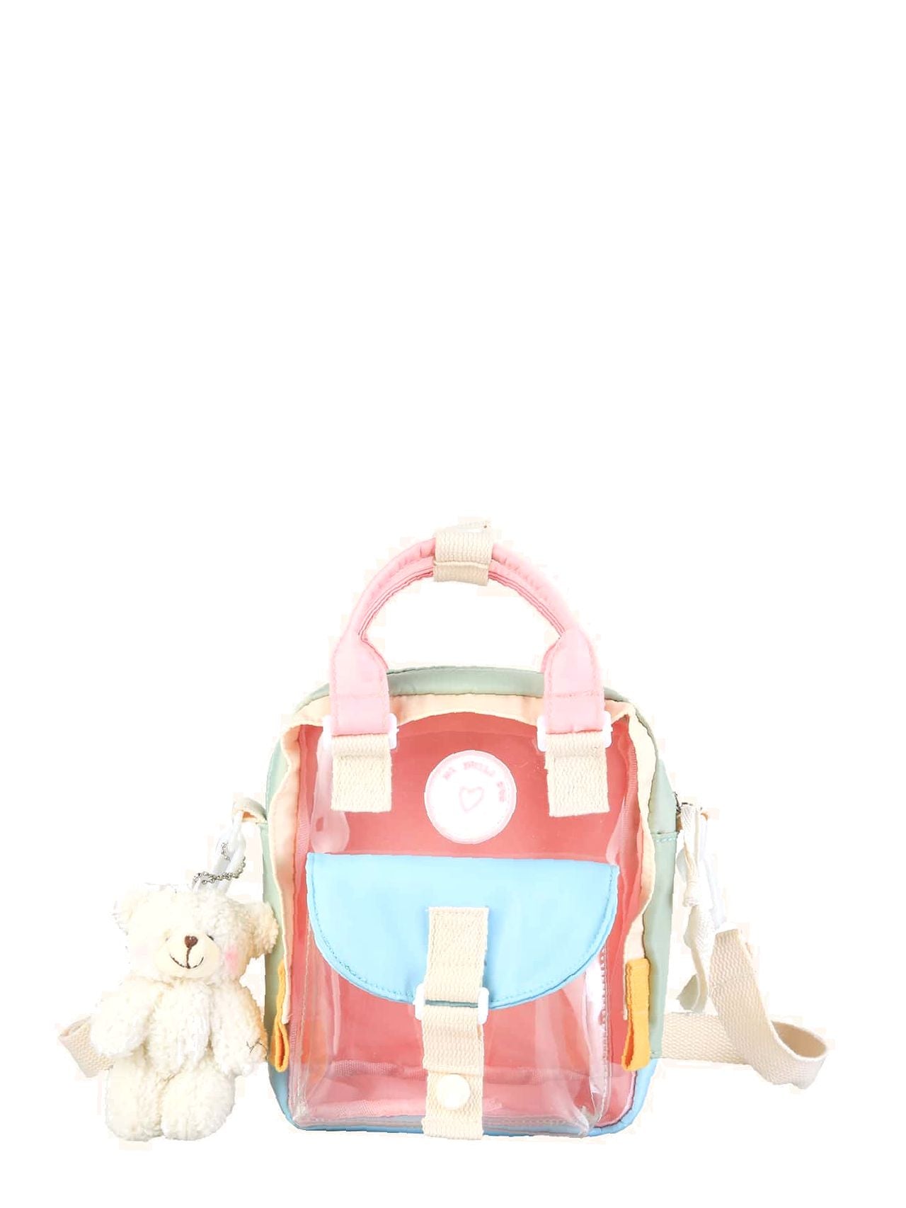 Clear Backpack with Bag Charm  - Women Satchels