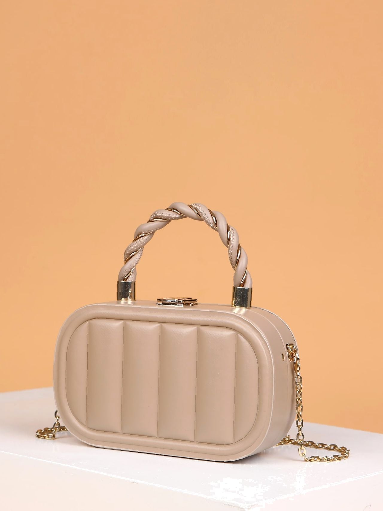 Textured Top Handle Box Bag  - Women Satchels