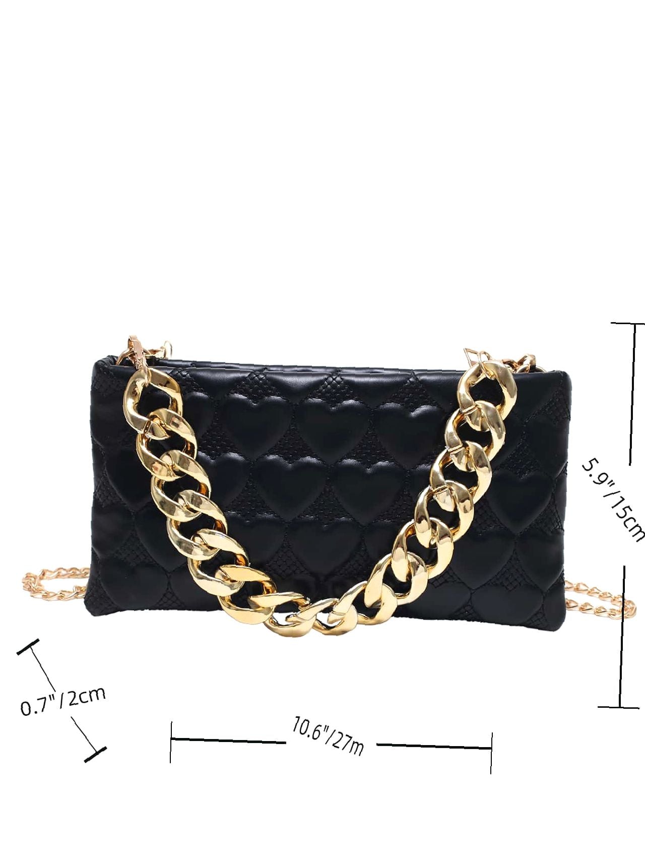 Heart Quilted Chain Square Bag  - Women Satchels