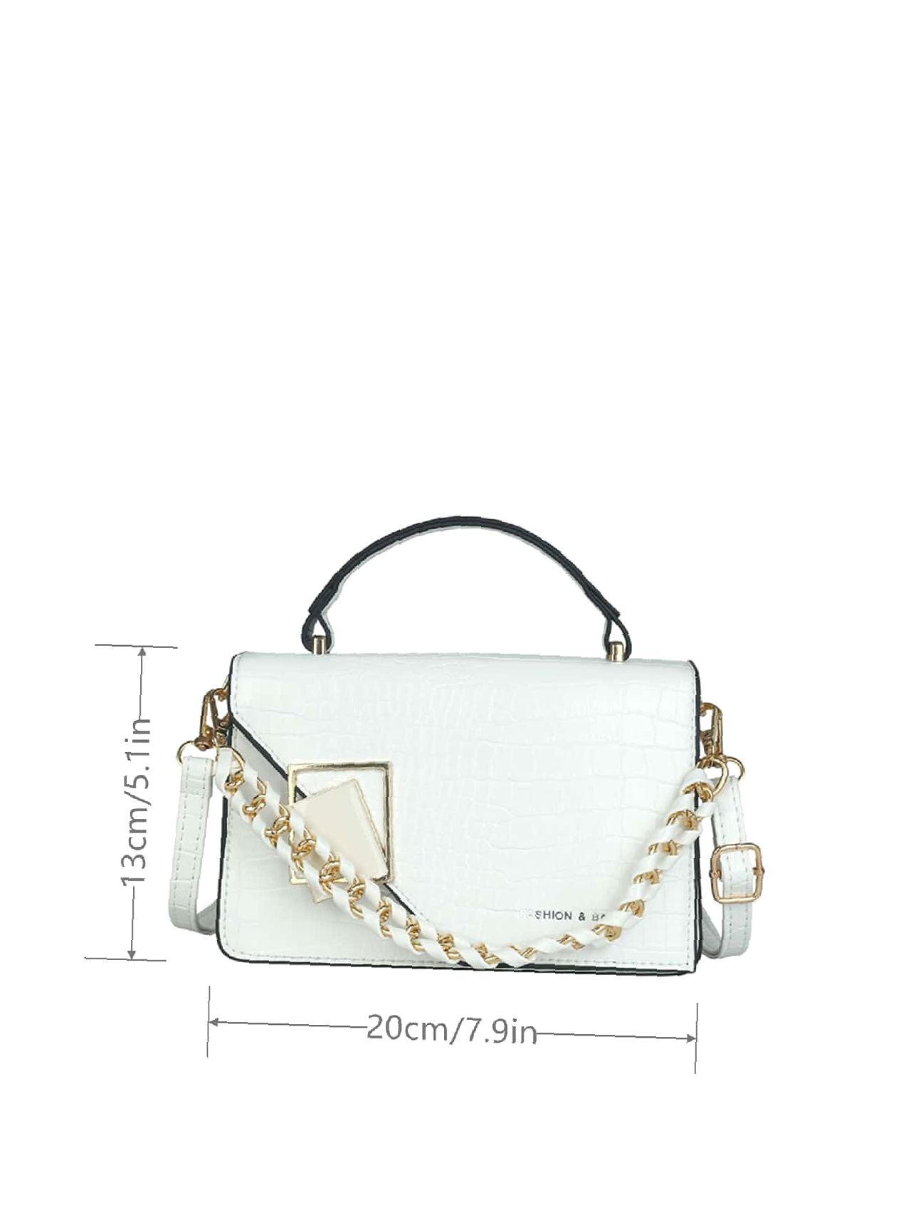 Crocodile Embossed Flap Square Bag  - Women Satchels