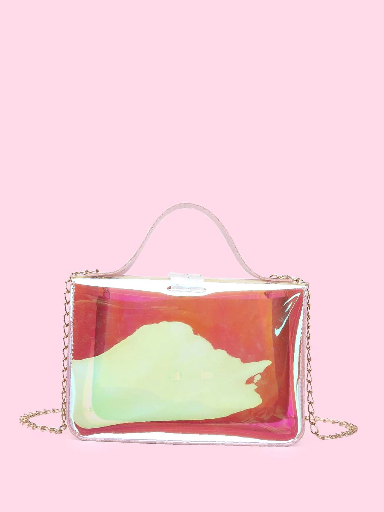 Twist Lock Holographic Satchel Bag  - Women Satchels