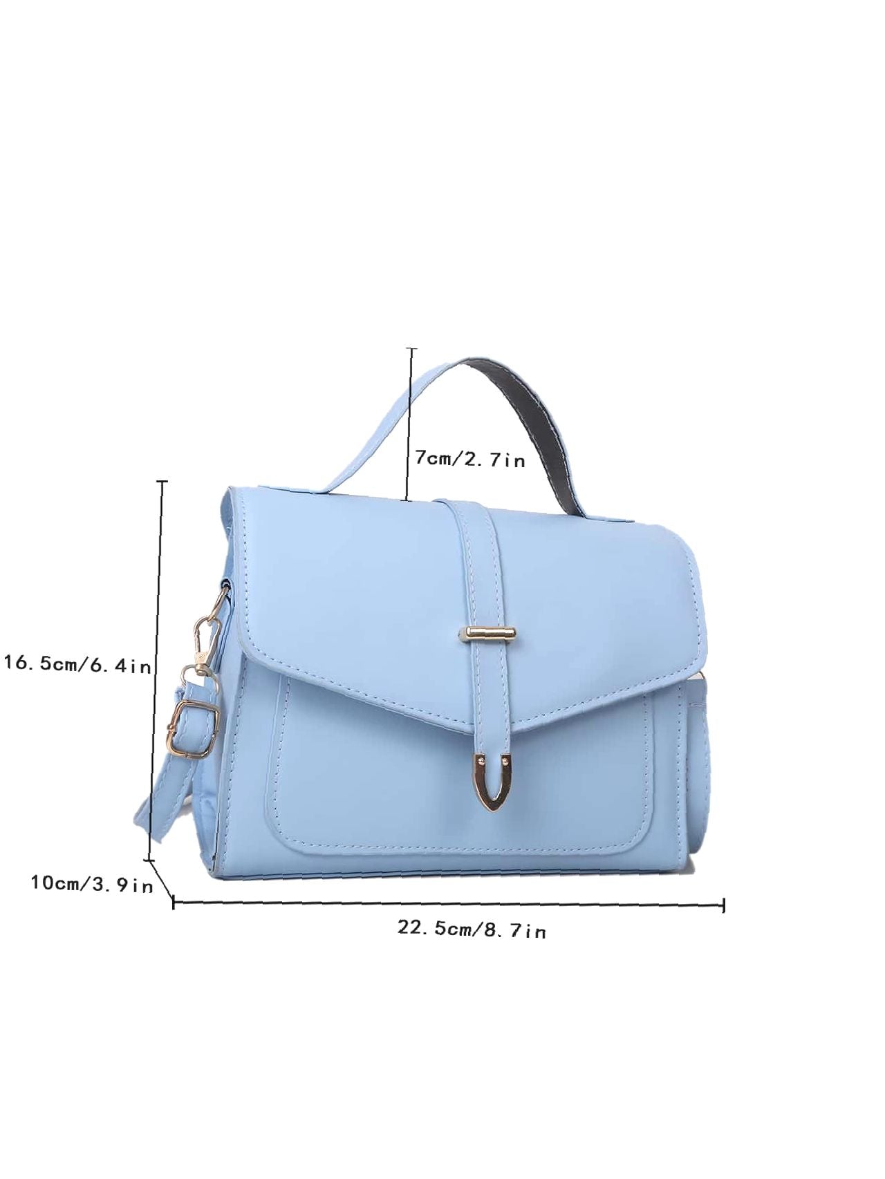 Minimalist Metal Detail Flap Square Bag  - Women Satchels