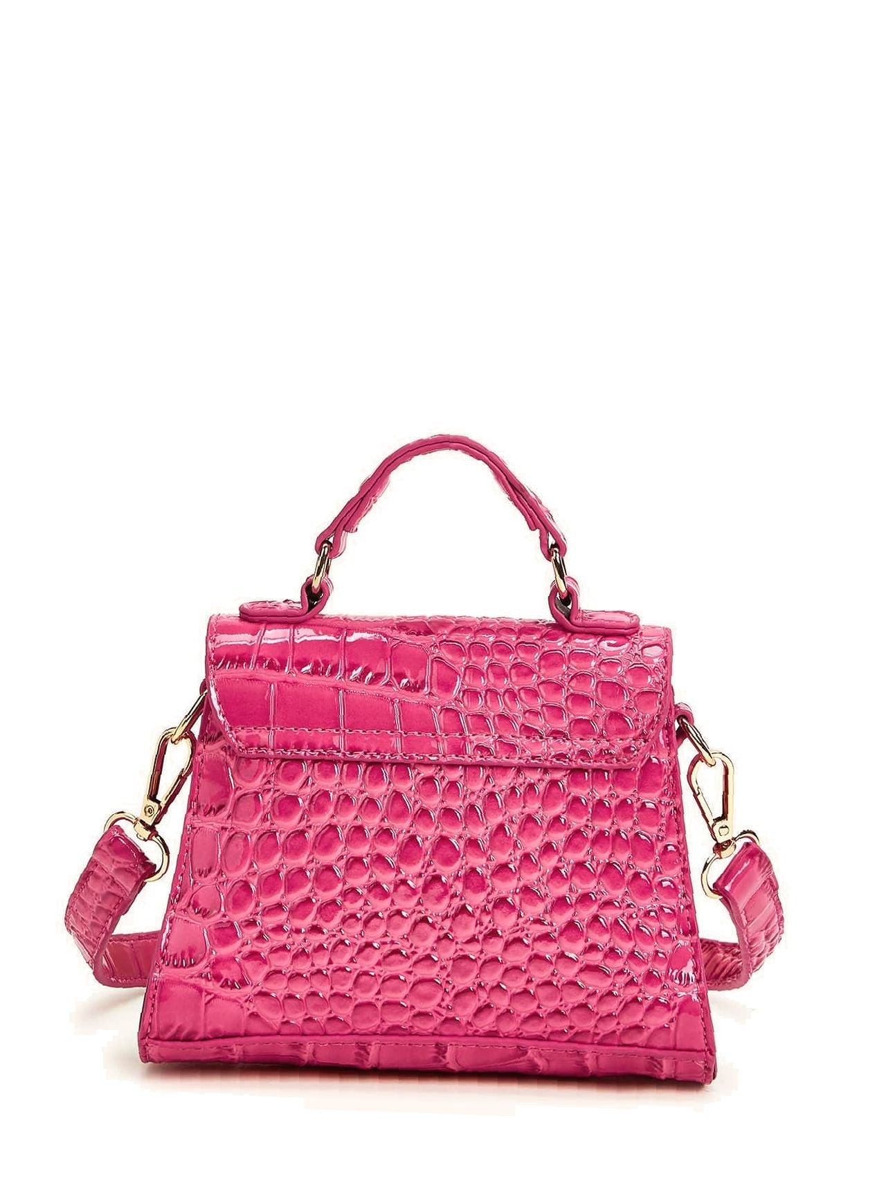 Croc Embossed Patent Satchel Bag  - Women Satchels