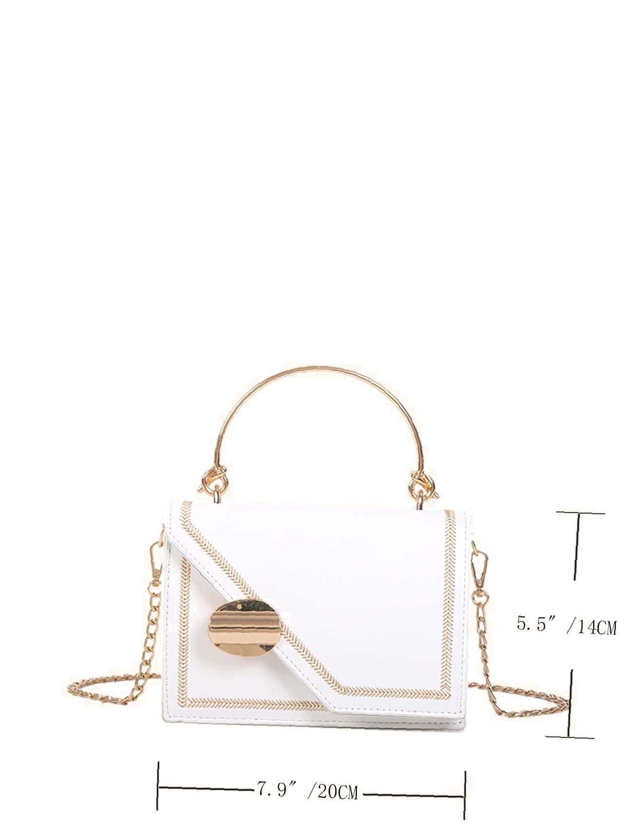 Stitch Trim Flap Chain Satchel Bag  - Women Satchels