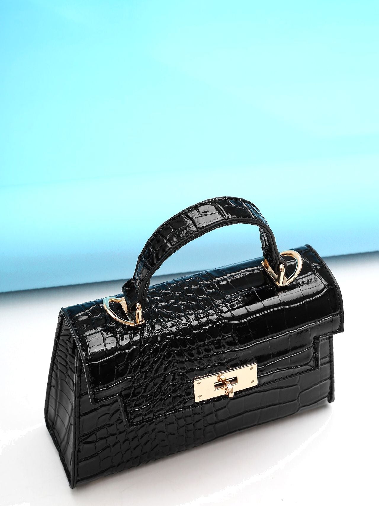 Croc Embossed Flap Satchel Bag  - Women Satchels