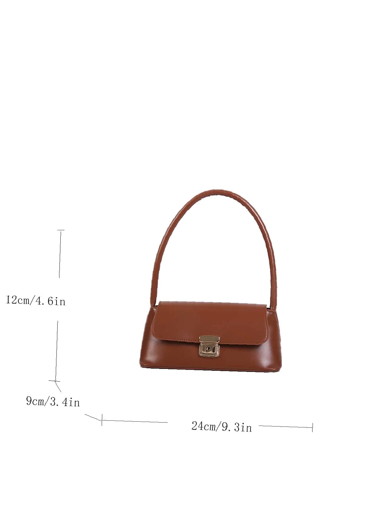 Minimalist Push Lock Flap Baguette Bag  - Women Shoulder Bags