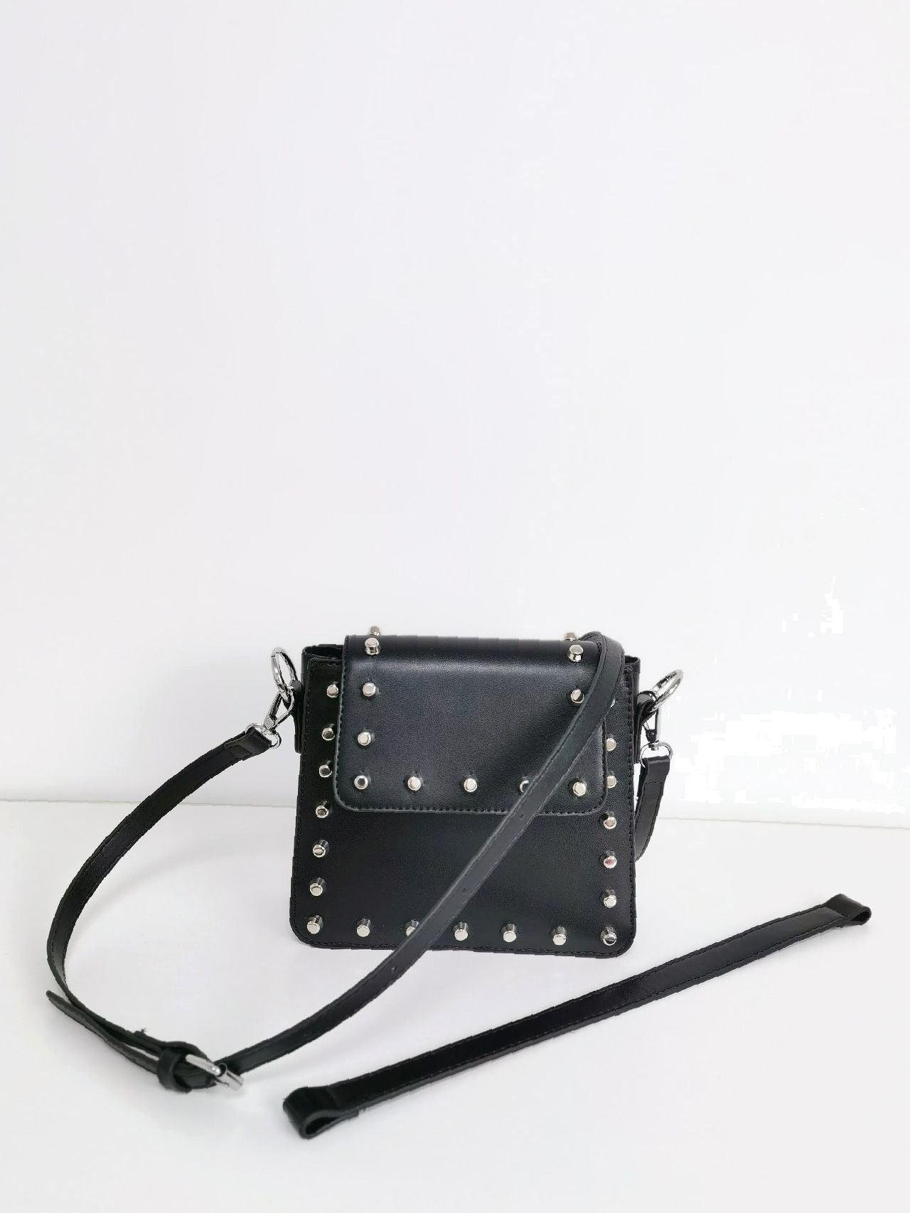 Studded Decor Flap Square Bag  - Women Satchels