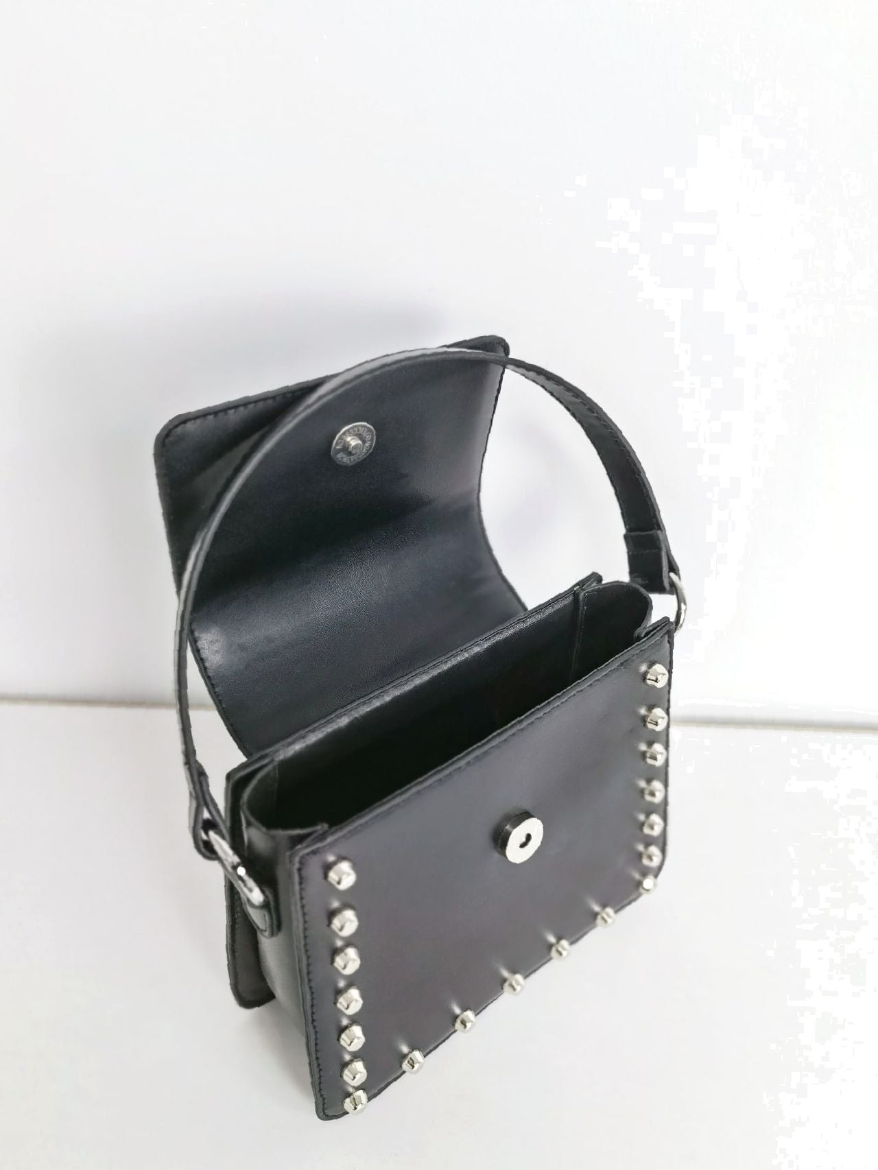 Studded Decor Flap Square Bag  - Women Satchels